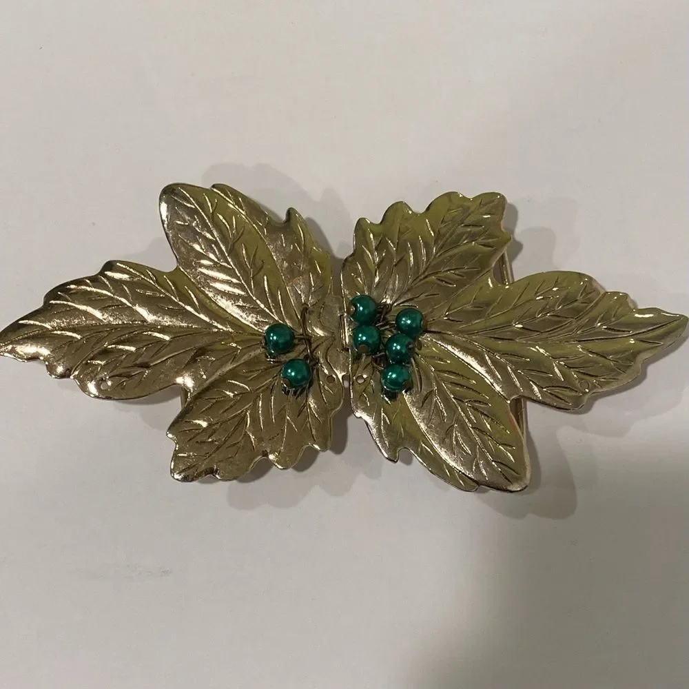 Vintage Leaf Belt Buckle with Beads